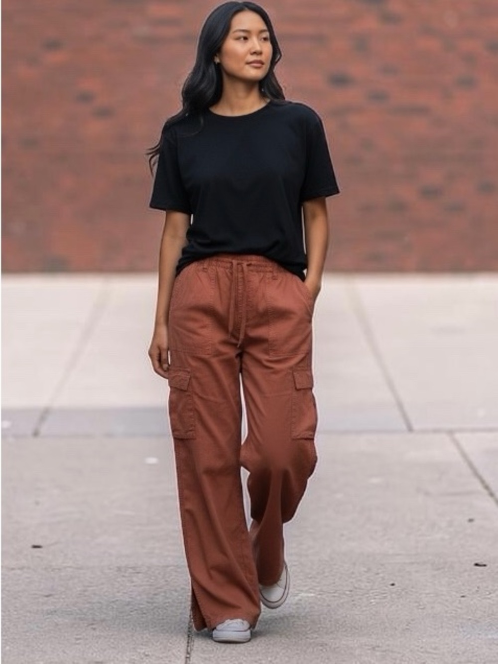 NWT Sanctuary Wide Leg Cargo Pants in Rust Brown - Relaxed Women's Fit